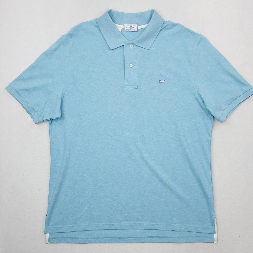 Southern Tide Polo Shirt Mens XL Blue Heathered Skipjack Cotton Stretch Casual